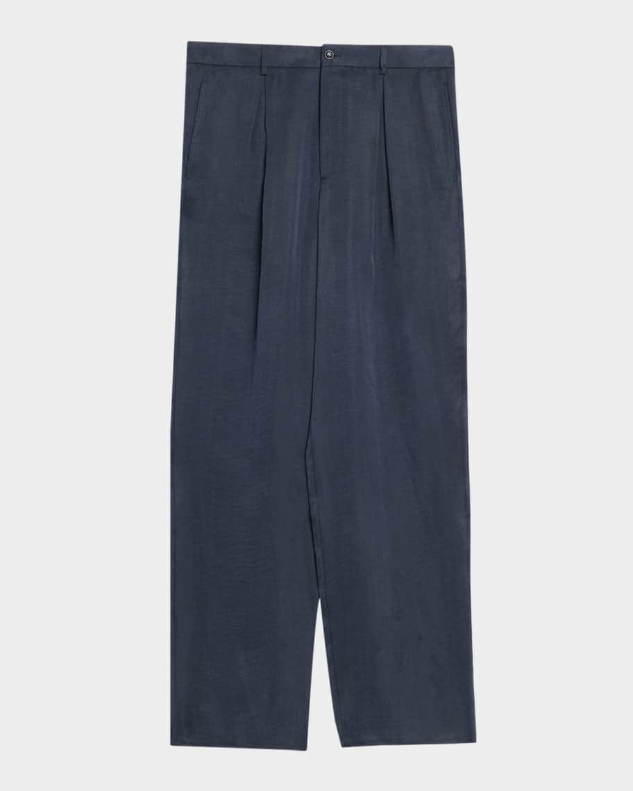 え*む様 Giorgio Armani wide slacks Giorgio Armani Men's Cotton and Lyocell Pleated Wide-Leg Trousers