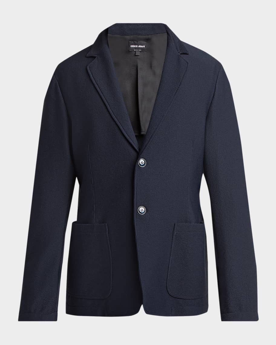 Giorgio Armani Men's Seersucker Patch-Pocket Blazer | Neiman Marcus