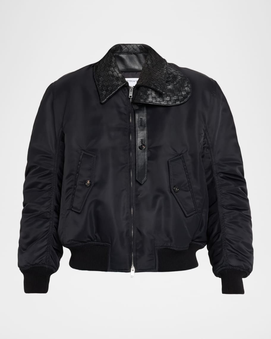 Bottega Veneta Intrecciato Collar Blouson Bomber Jacket | Neiman