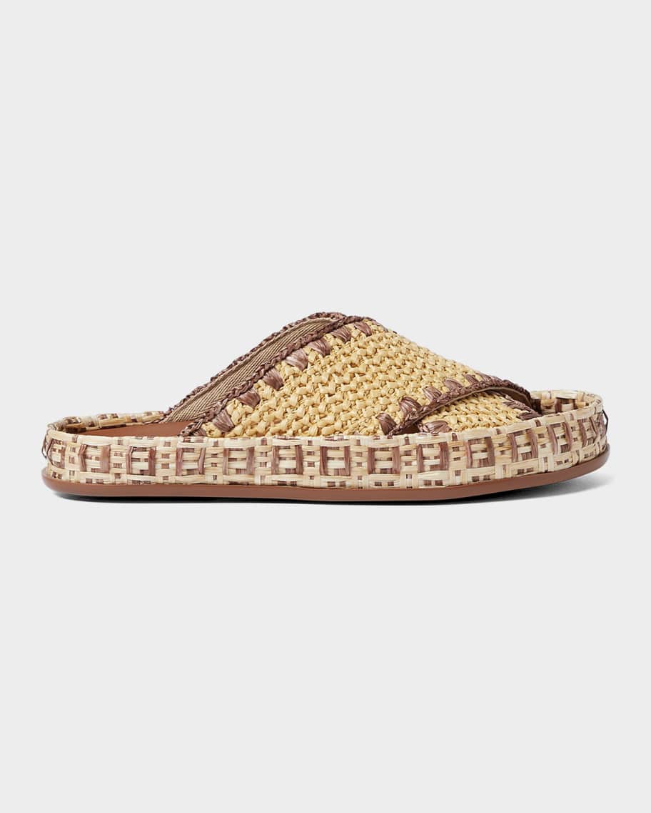 【新品】FENDI フラットシューズ　24.5 Fendi Raffia Crisscross Flat Slide Sandals | Neiman Marcus