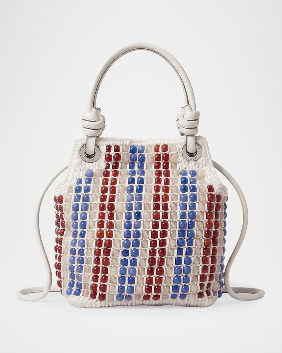Veronica Beard Slouch Small Beaded Raffia Top-Handle Bag | Neiman