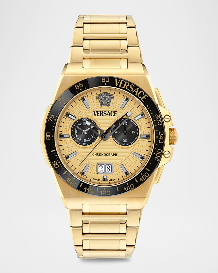 Versace Collection Men's Greca Reaction 43mm Ion Yellow Gold