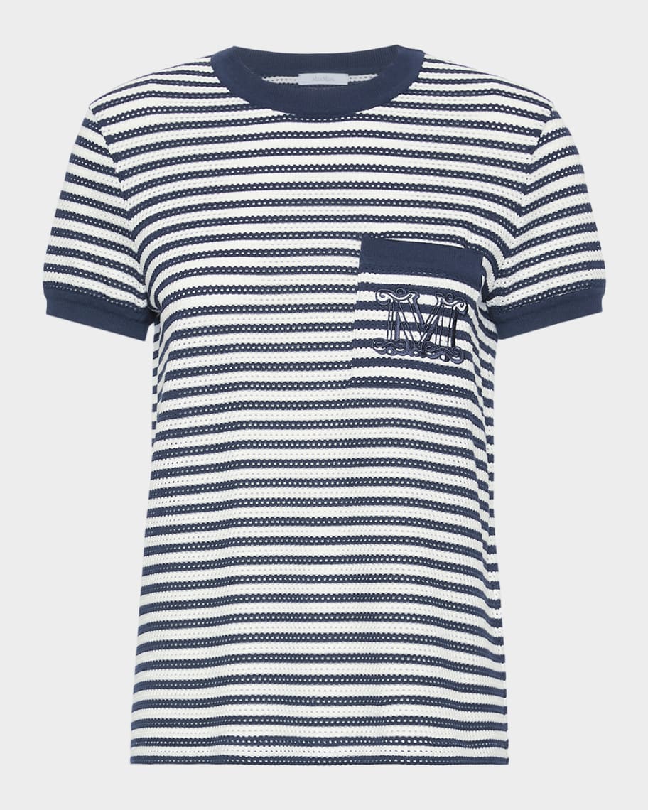 Max Mara Drago Striped Mesh Short-Sleeve T-Shirt | Neiman Marcus