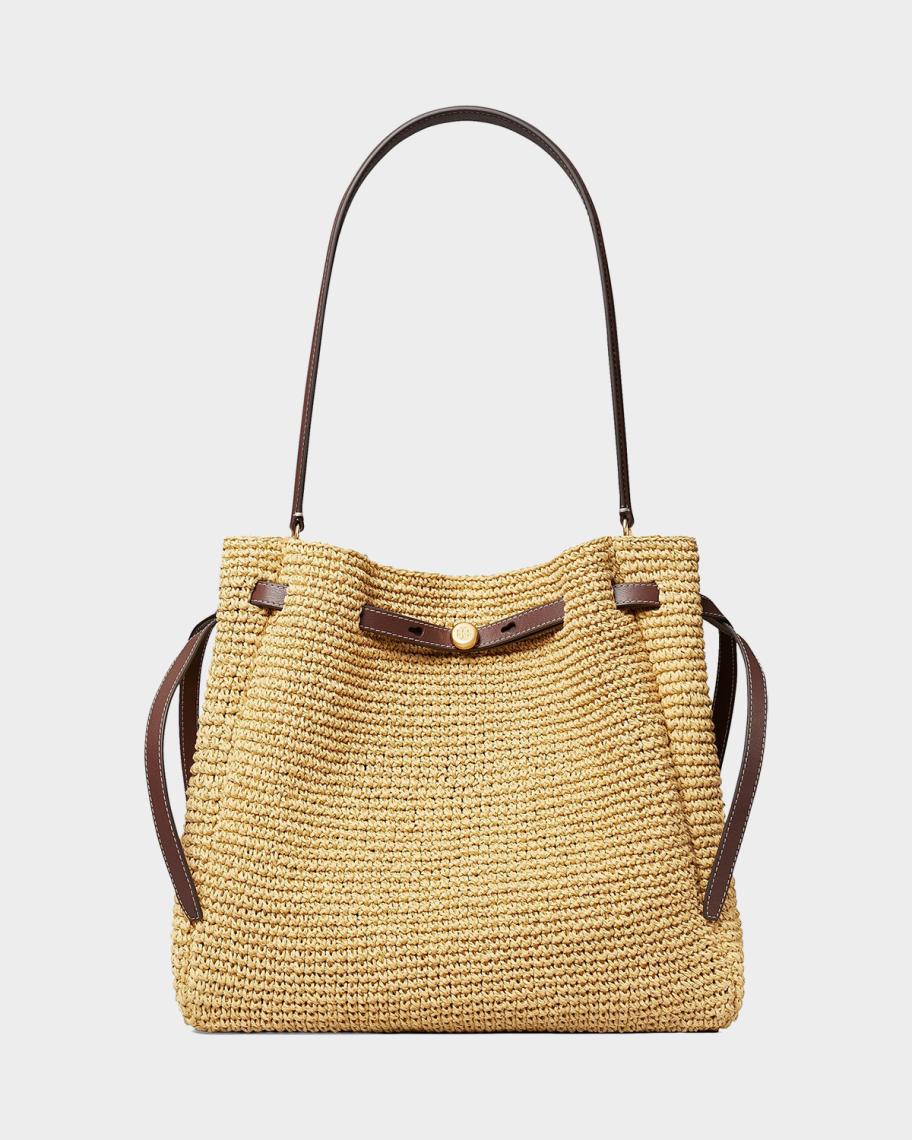 Tory Burch Romy Large Paper Raffia Bucket Bag | Neiman Marcus