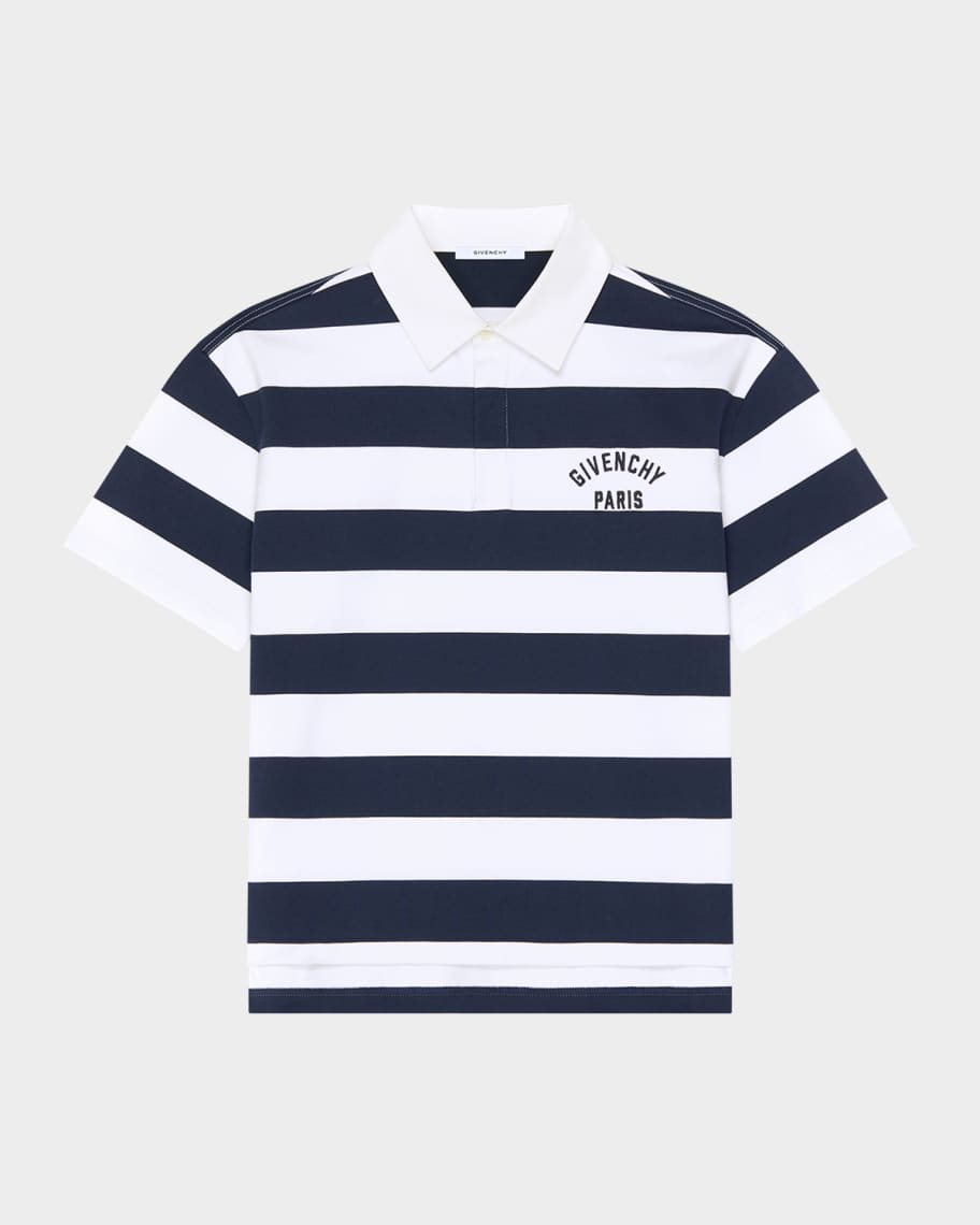 Givenchy Men's Sailor Stripe Logo Cotton Polo Shirt | Neiman Marcus