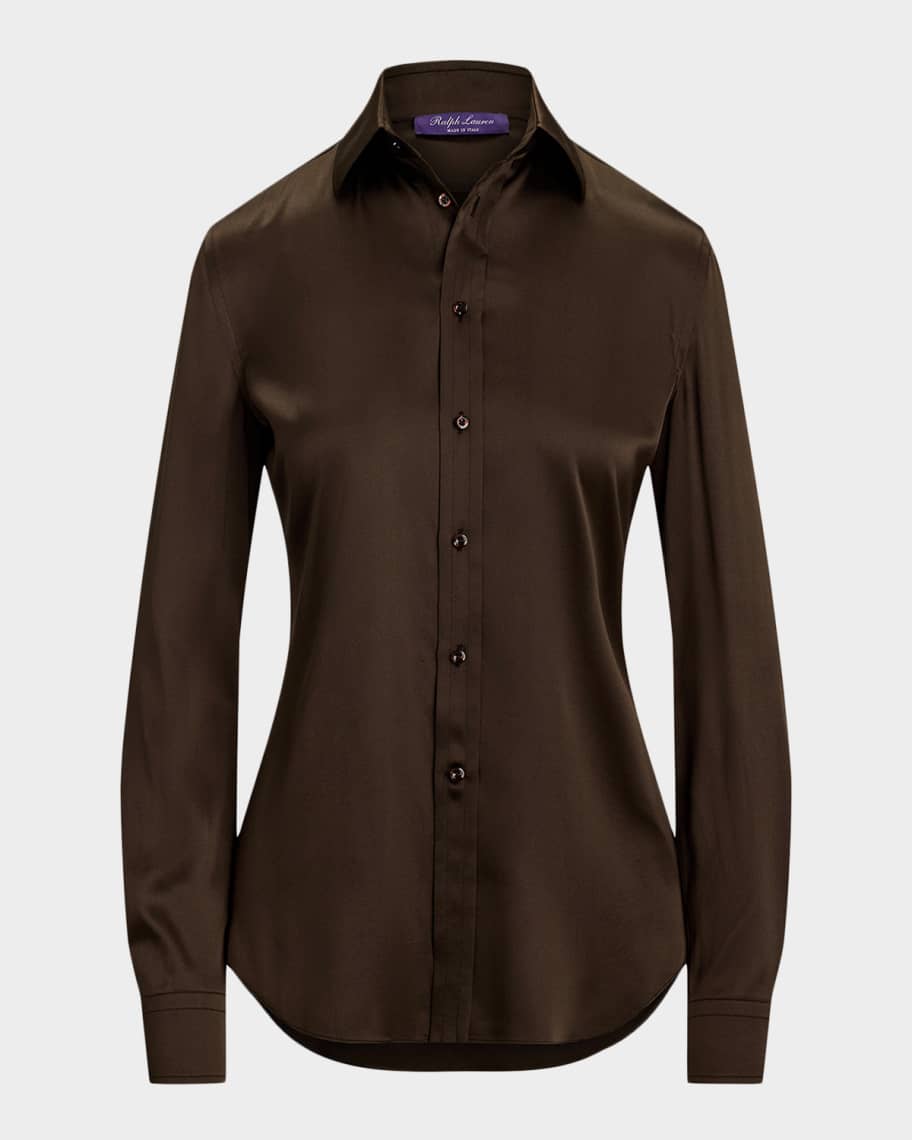【everyone】classic button down shirt Ralph Lauren Collection Silk Classic Button-Down Shirt | Neiman Marcus