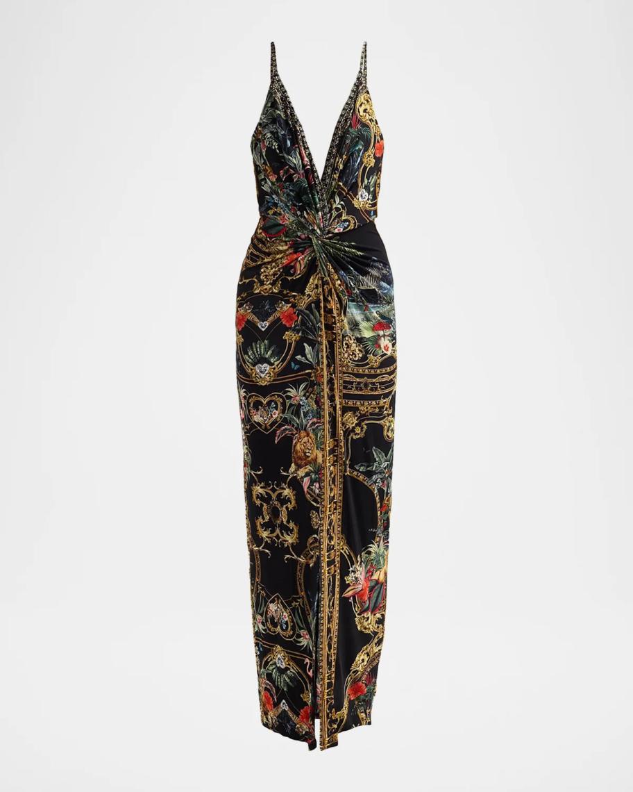 Camilla Palace Zoology Print Strappy Twist Maxi Dress | Neiman Marcus