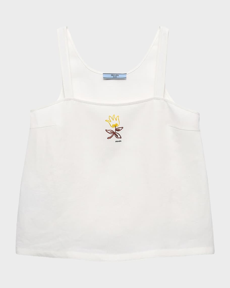 トップス PRADA Prada Embroidered Linen Top | Neiman Marcus