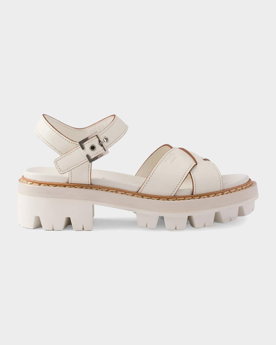 Prada 55mm Leather Sandals | Neiman Marcus