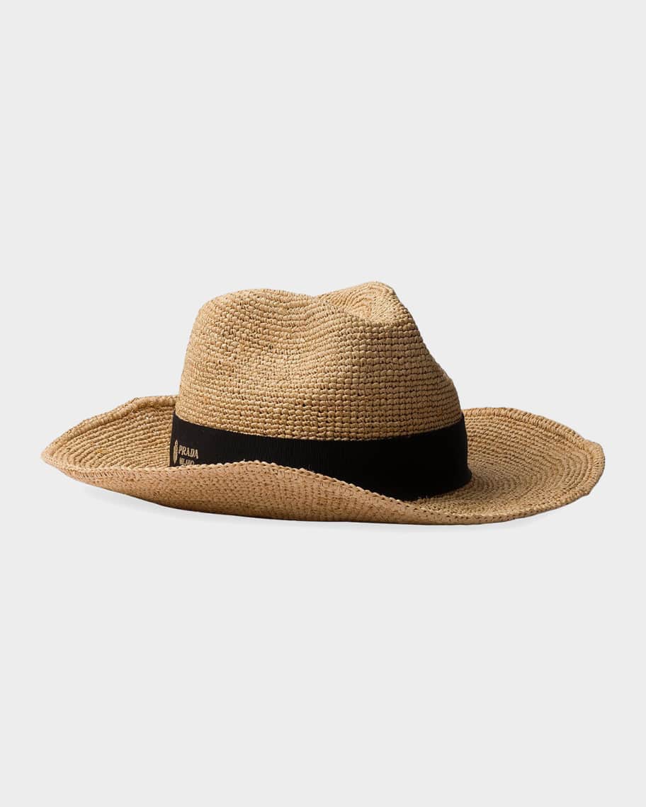 Prada Raffia-Effect Crochet Hat | Neiman Marcus