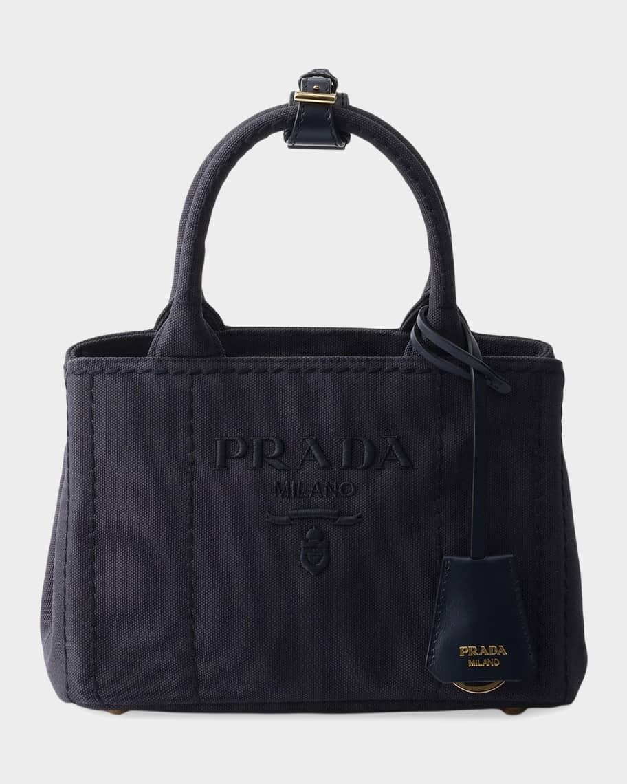 Prada Jardinire Cotton Canvas Mini Top-Handle Bag | Neiman Marcus