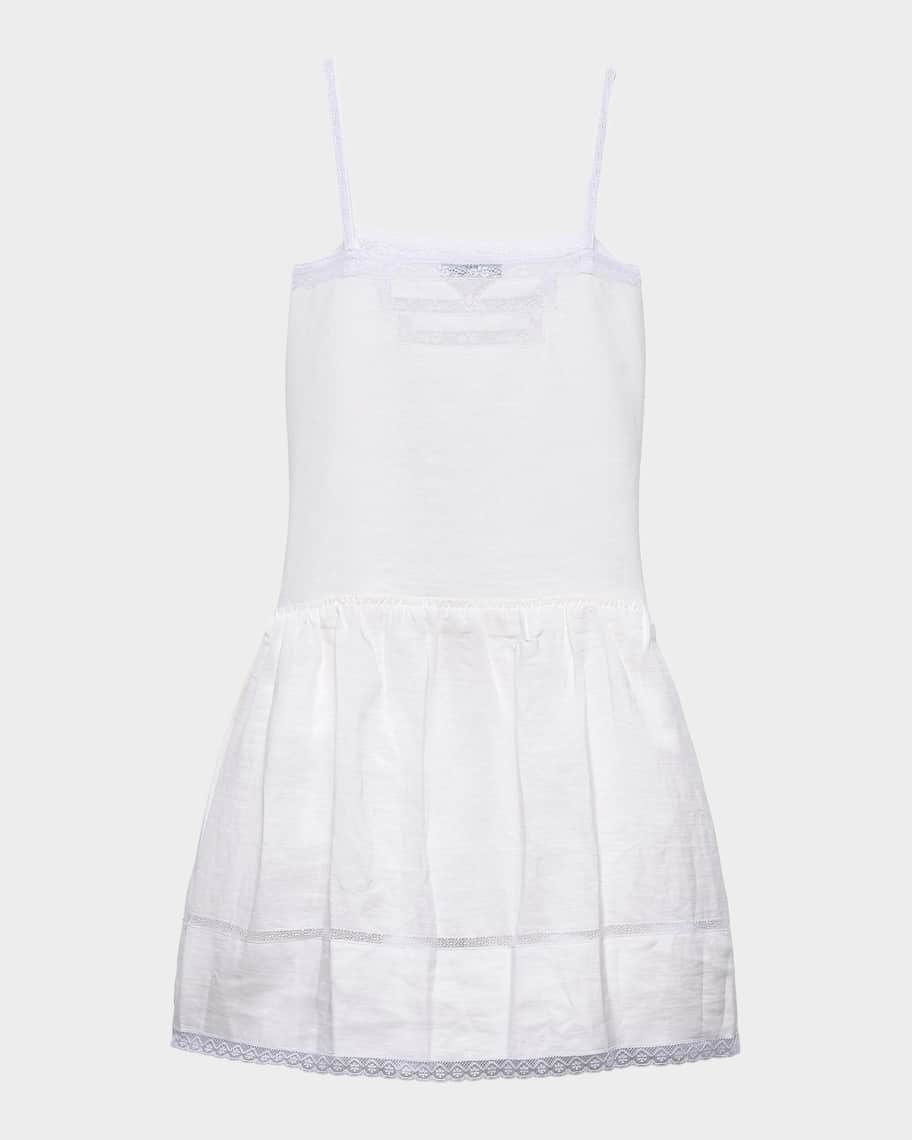 Prada Embroidered Linen Dress, Woman, White, Size 36