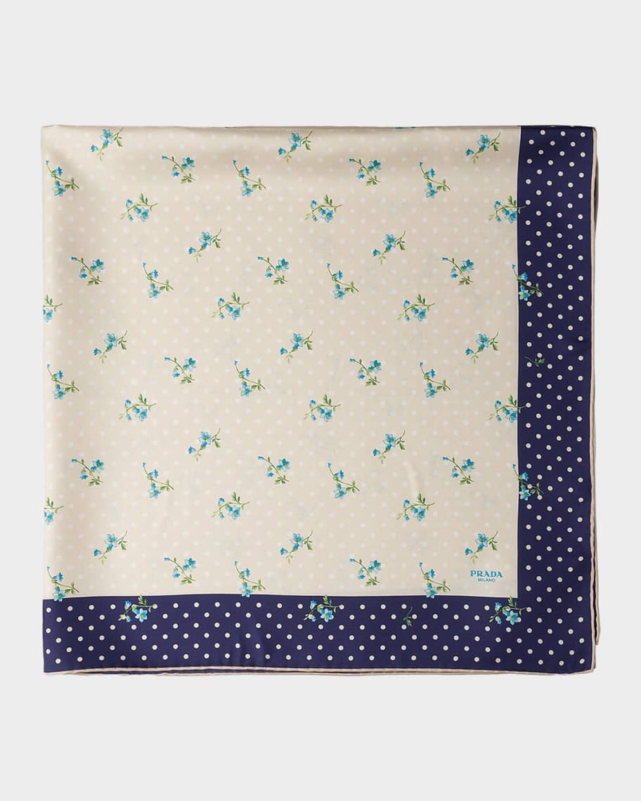 Prada Bloom Dots Printed Silk Twill Scarf, 35.4