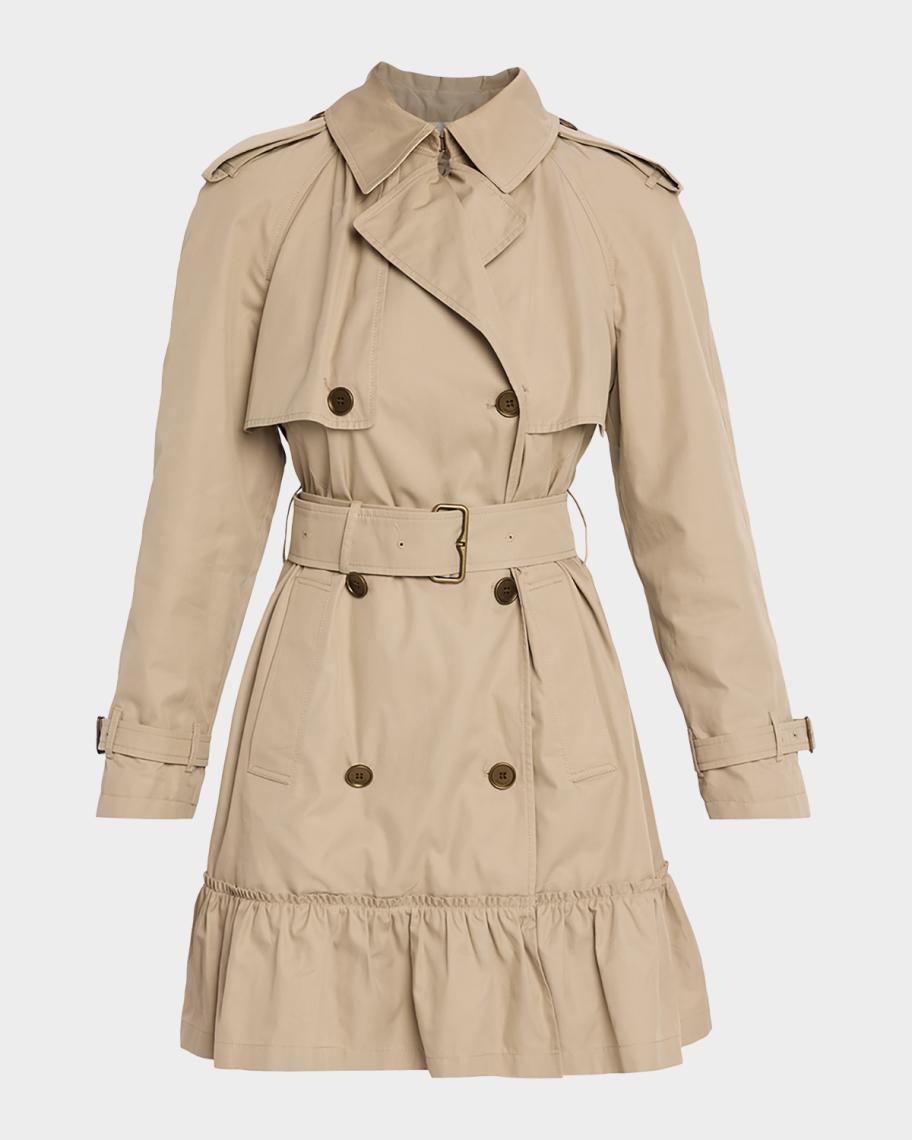 Burberry Ruffle Belted Short Trench Coat | Neiman Marcus