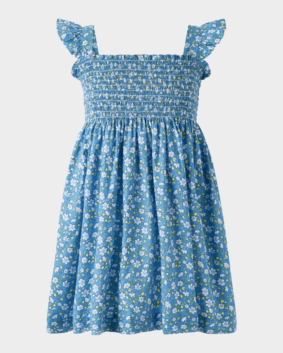 Rachel Riley Girl's Ditsy Daisy Ruched Cotton Dress, Size 4-10