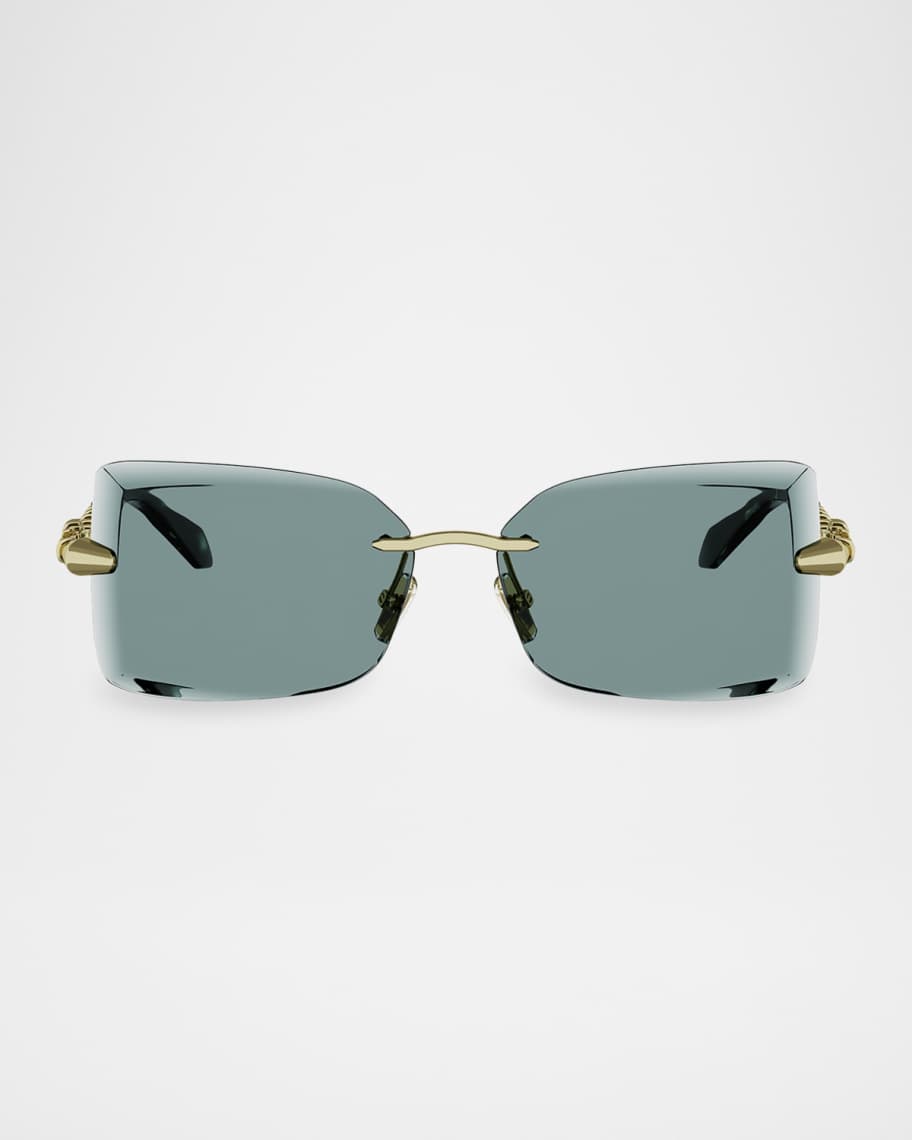 BVLGARI Serpenti 51mm Metal Rectangular Sunglasses | Neiman Marcus