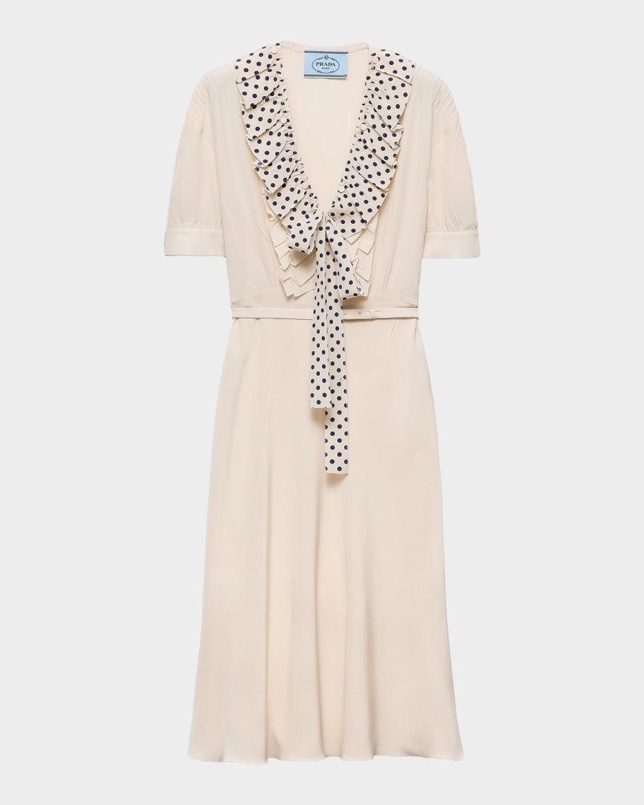 Prada Embroidered Silk Marocain Midi Dress | Neiman Marcus