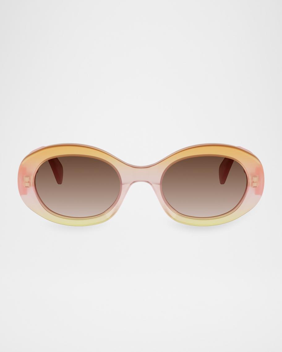 CELINE Triomphe 52mm Oval Sunglasses | Neiman Marcus
