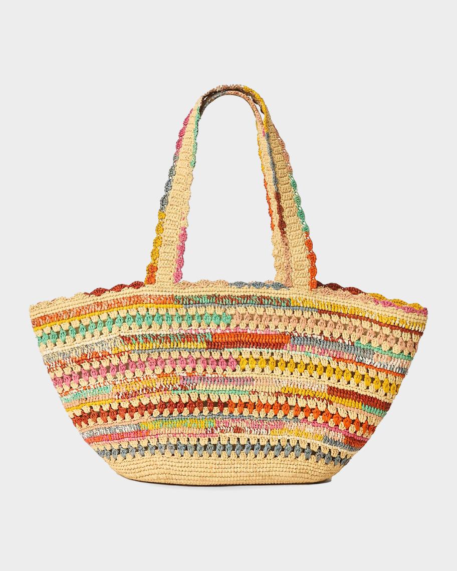 BTB Los Angeles Ornella Striped Raffia Tote Bag | Neiman Marcus