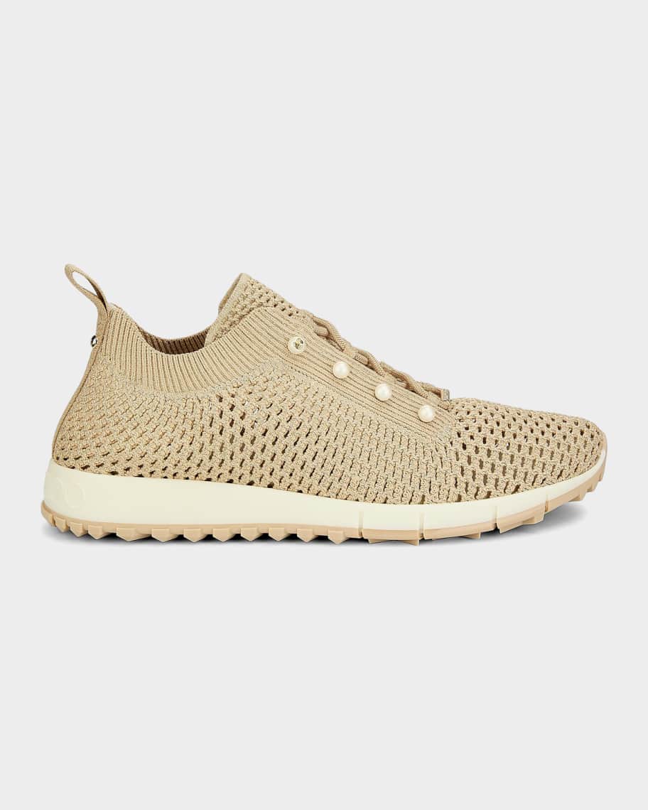 Jimmy Choo Veles Crochet-Knit Low-Top Trainers | Neiman Marcus