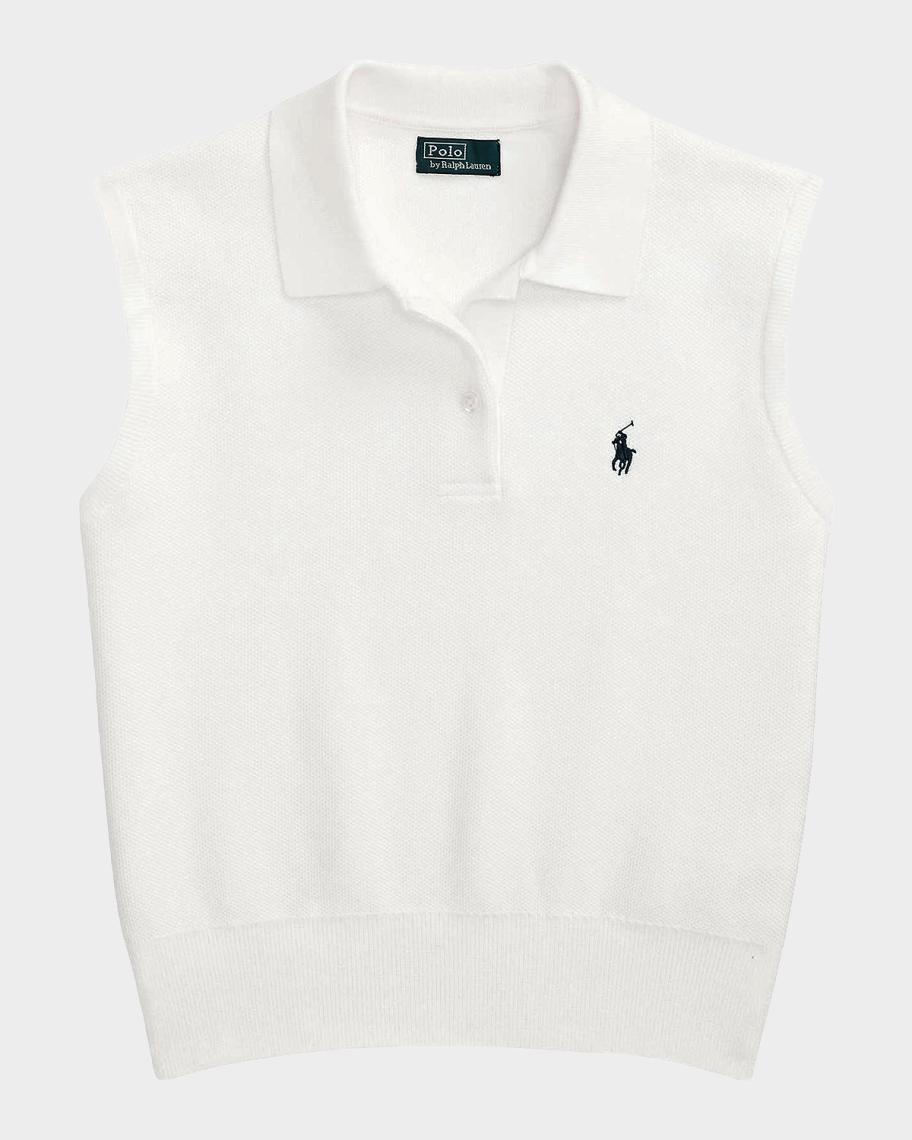 Polo Ralph Lauren Cotton-Blend Sleeveless Polo Sweater | Neiman Marcus