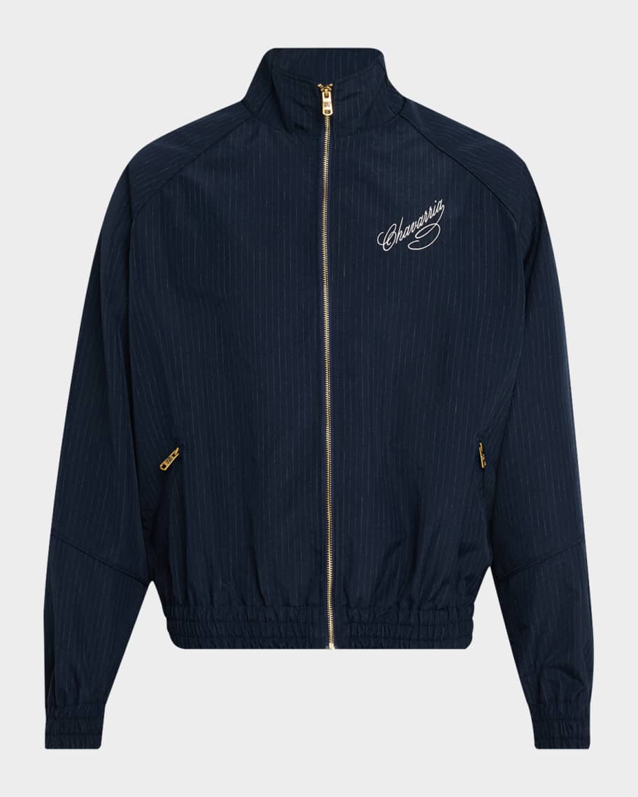 Willy Chavarria Men's Ruff Rider Pinstripe Track Jacket | Neiman