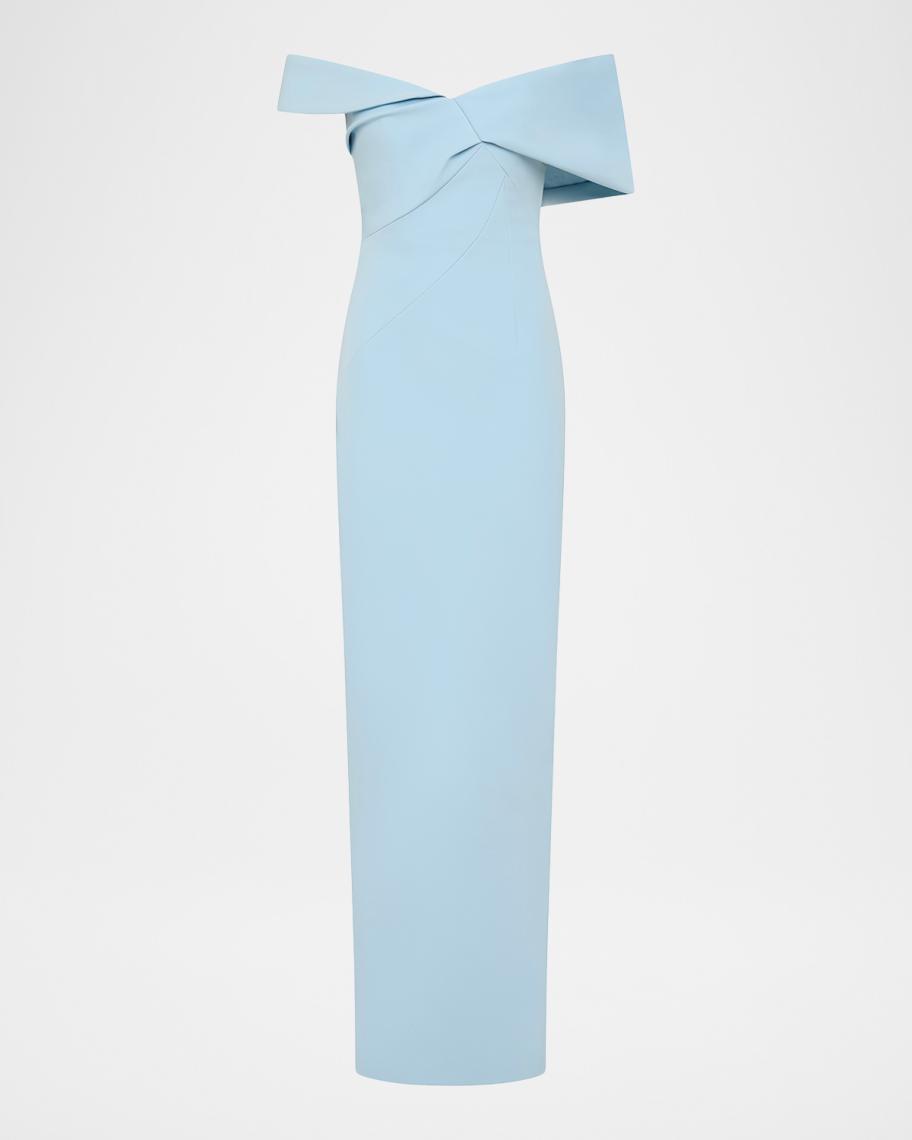 Rachel Gilbert Maddie Draped Off-The-Shoulder Column Gown | Neiman