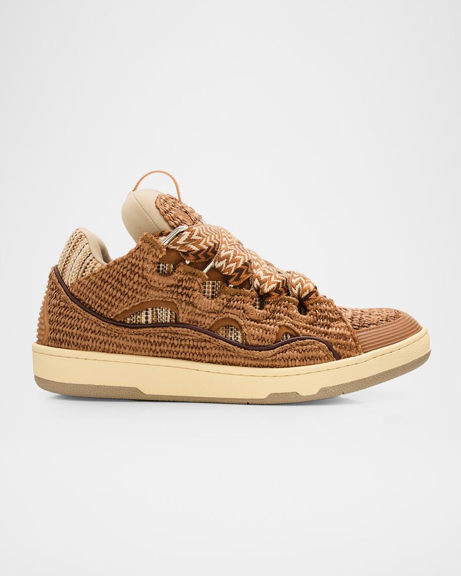 未使用 LANVIN Curb Sneakers ブラウン ランバン スニーカー Lanvin Men's Faux-Raffia Curb Sneakers | Neiman Marcus