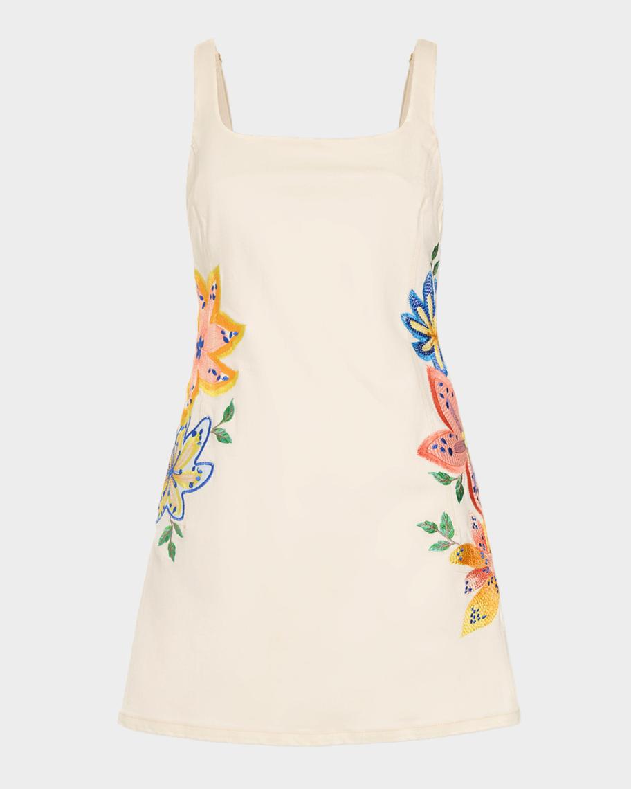 Ramy Brook Adriana Embroidered Denim Mini Dress | Neiman Marcus