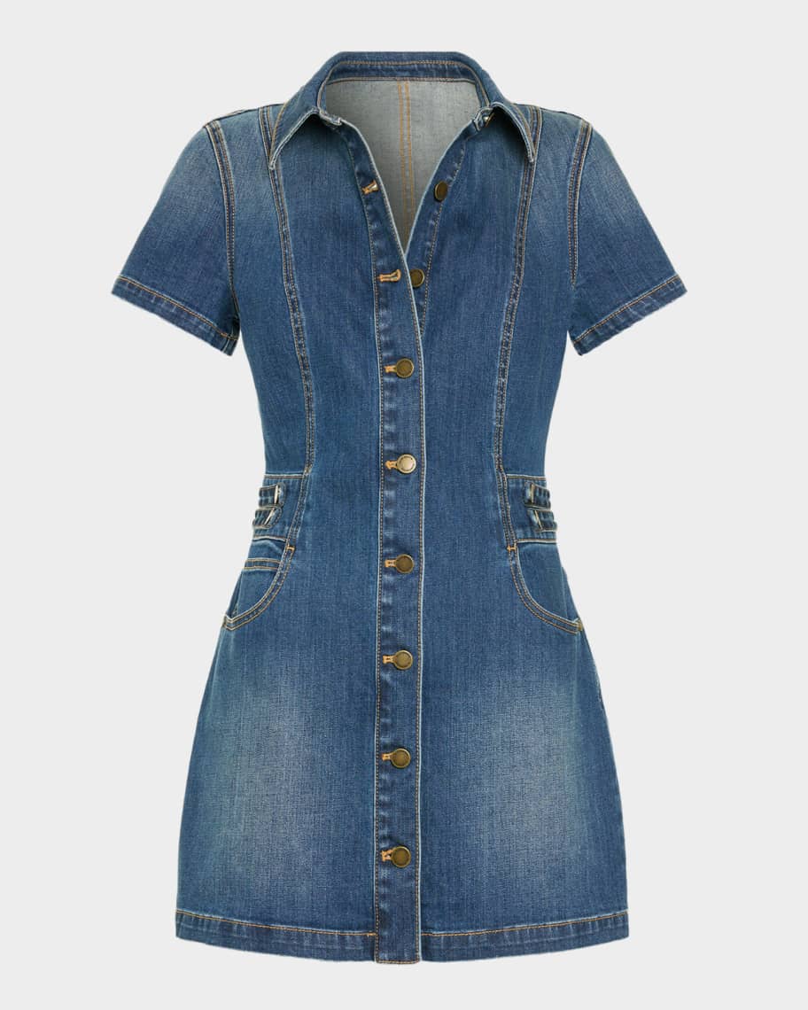 Ramy Brook Liv Denim Mini Shirtdress | Neiman Marcus