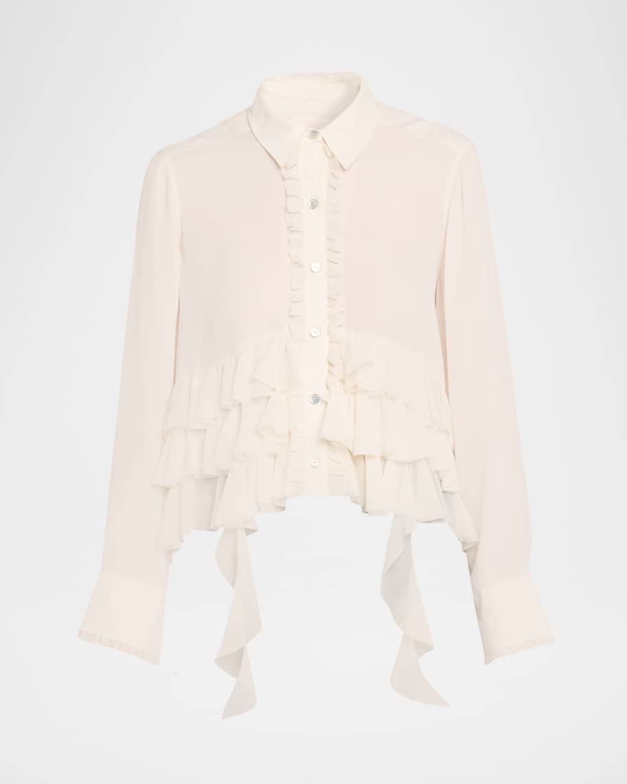 トップス nori1331 Cinq a Sept Nori Ruffled Button-Front Shirt | Neiman Marcus