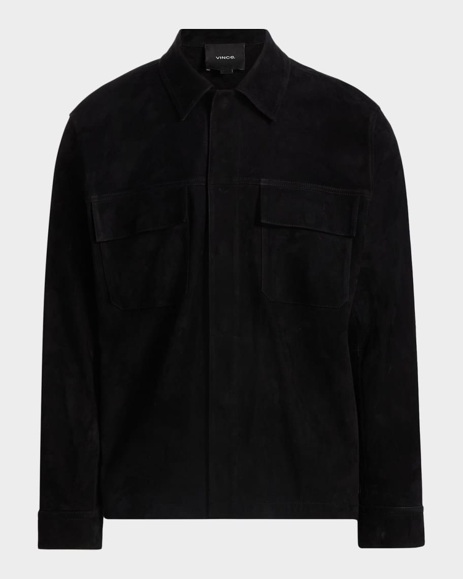 Vince Men's Suede Snap-Front Shirt Jacket | Neiman Marcus