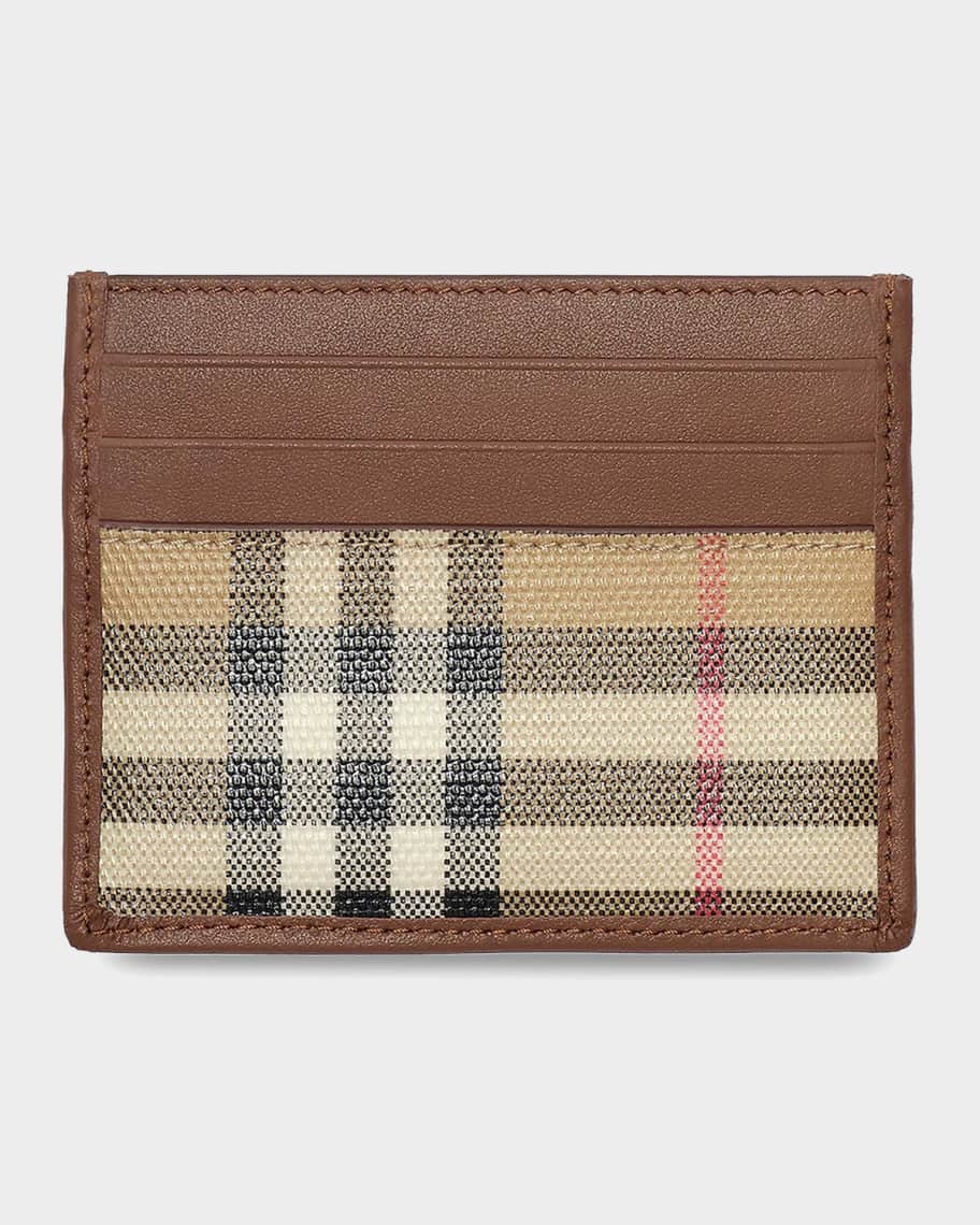 Burberry Men's Check Leather & Coated Canvas Card Case | Neiman Marcus