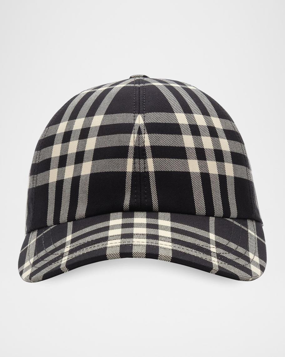 Burberry Men's Checked Cotton Baseball Cap | Neiman Marcus