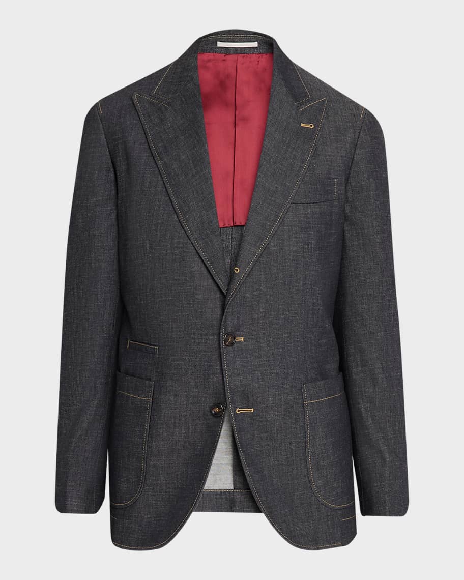 Brunello Cucinelli Men's Denim Single-Breasted Sport Coat | Neiman