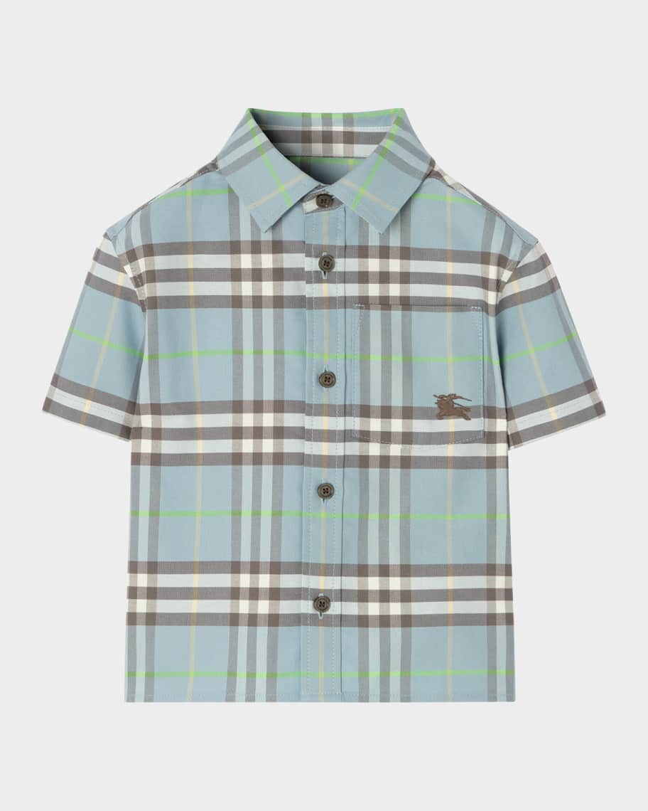 Burberry Boy's Billy Check Cotton Oxford Shirt, Size 12M-3