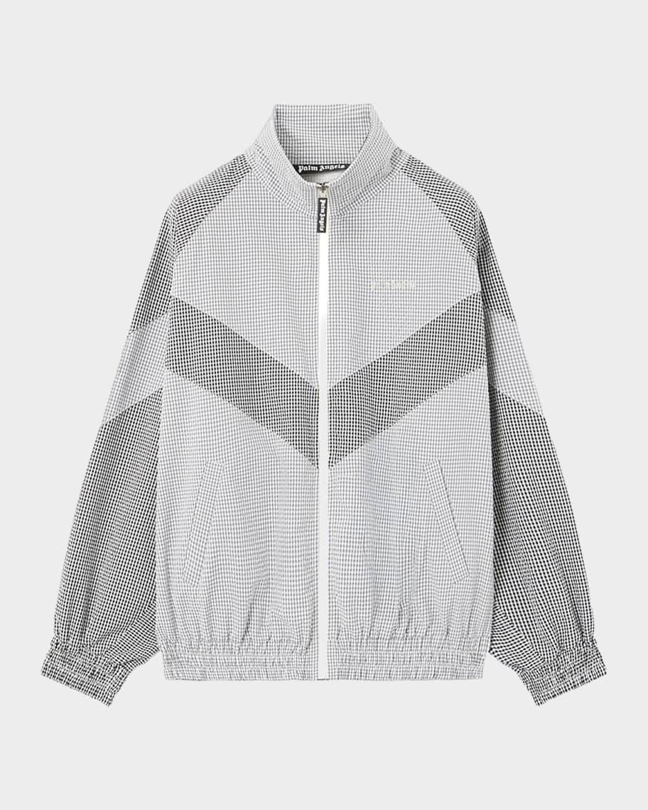 Palm Angels Men's Logo Vichy Micro-Gingham Track Jacket | Neiman