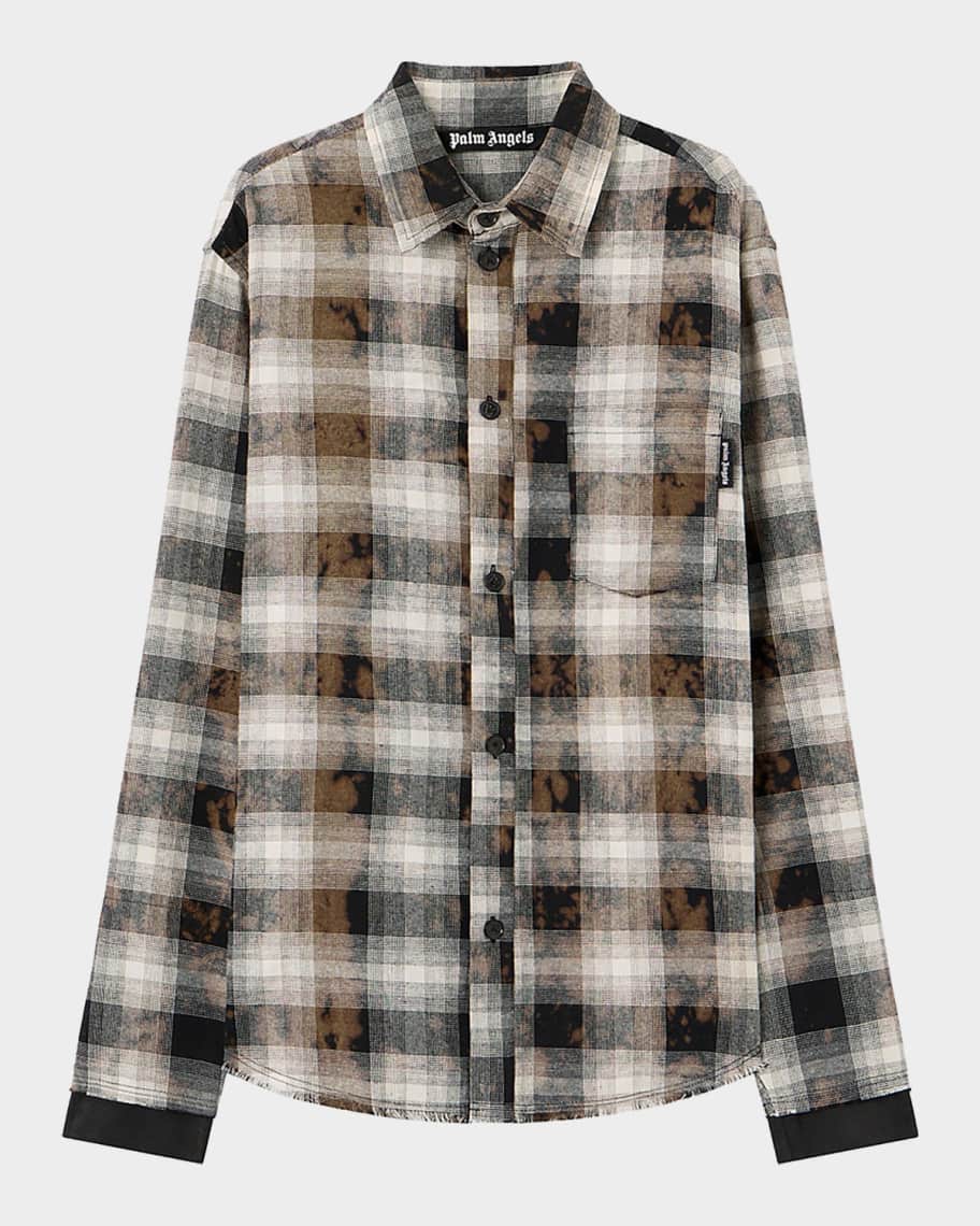 everyone back logo check button-down Ｌ Palm Angels Men's Classic Back-Logo Check Button-Down Shirt