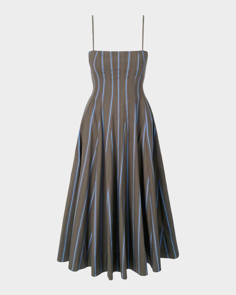 staud wylie striped midi dress STAUD, Wylie Dress in Huntington Stripe, Size 8