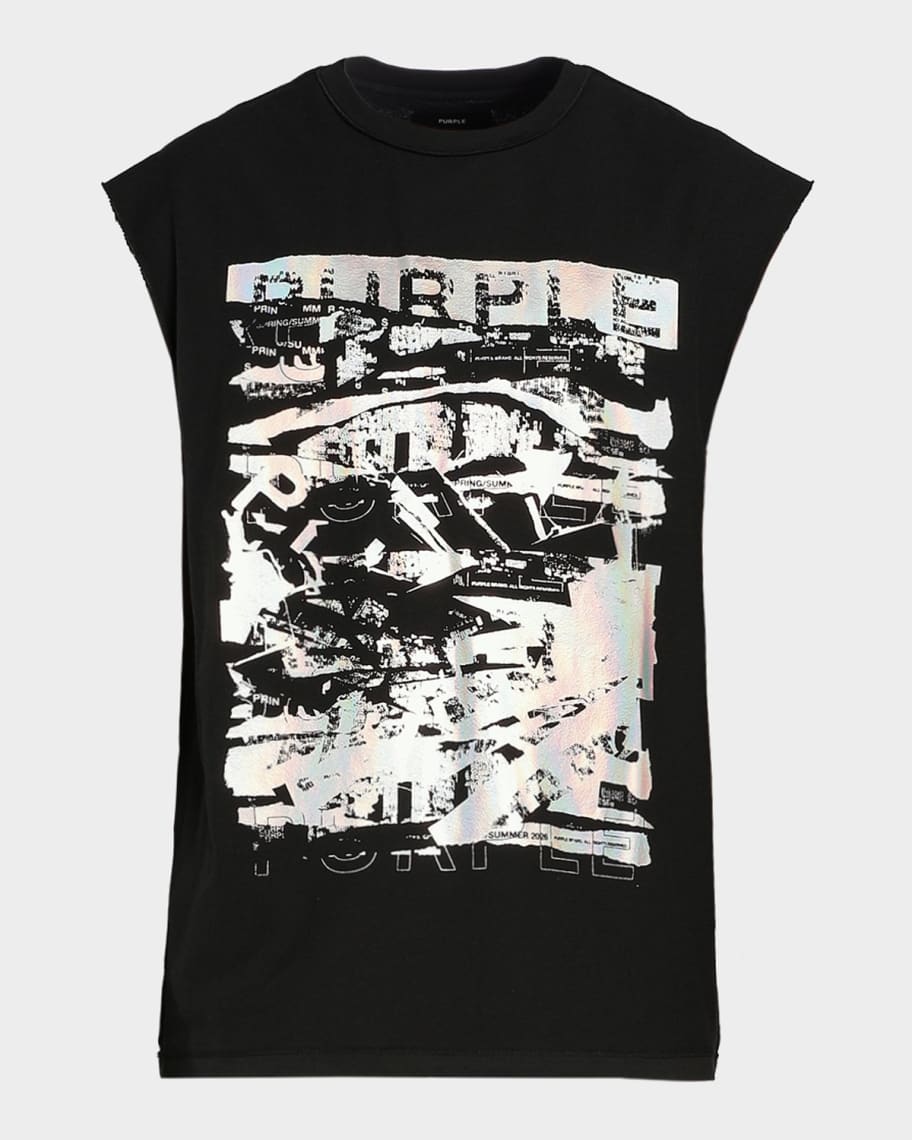 PURPLE Men's Textured Graphic Sleeveless T-Shirt | Neiman Marcus