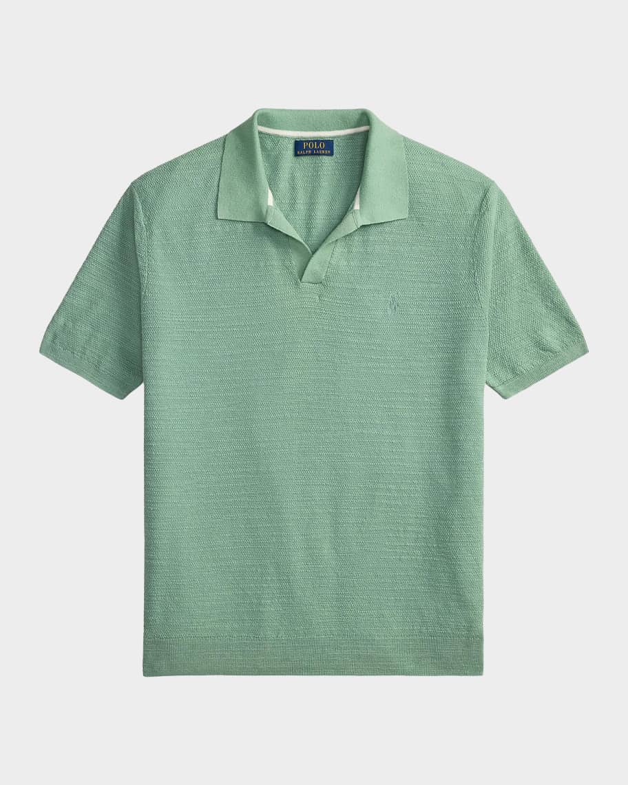 Polo Ralph Lauren Cotton-Linen Knit Polo Shirt | Neiman Marcus