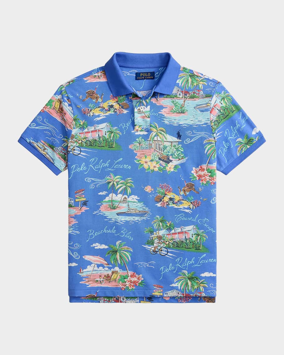 Polo Ralph Lauren Beach Printed Mesh Polo Shirt | Neiman Marcus