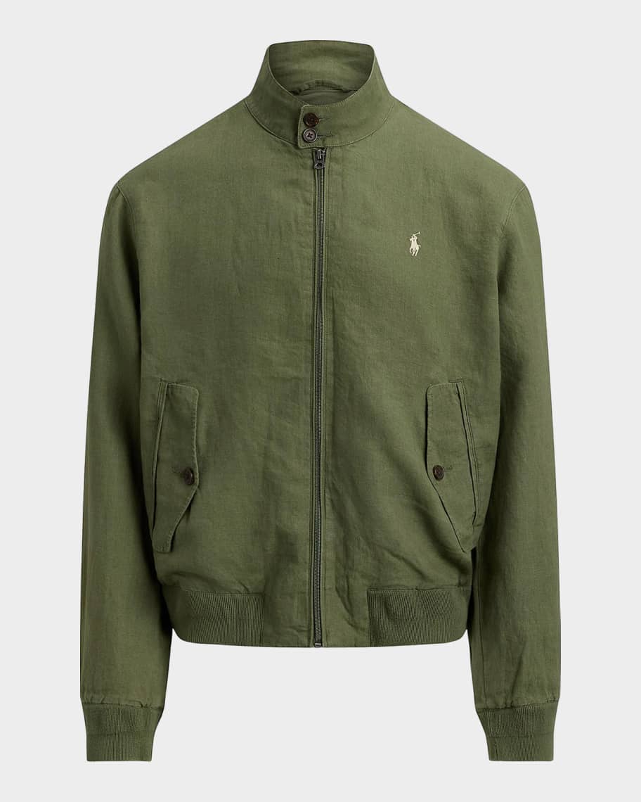 Polo Ralph Lauren Herringbone Linen Windbreaker Jacket | Neiman Marcus