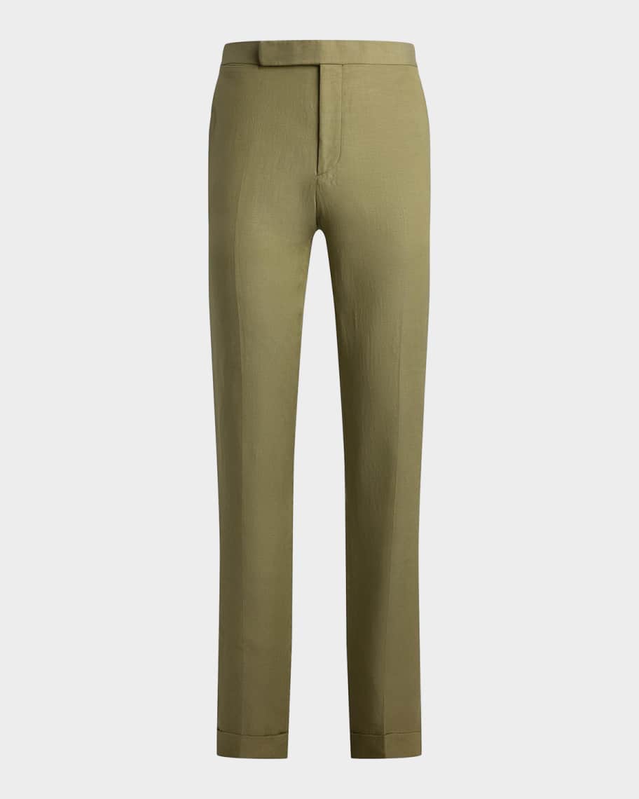 【90‘s】POLO Silk×Linen Chino Trousers W36 Polo Ralph Lauren Men's Gregory Hand-Tailored Silk-Linen Trousers