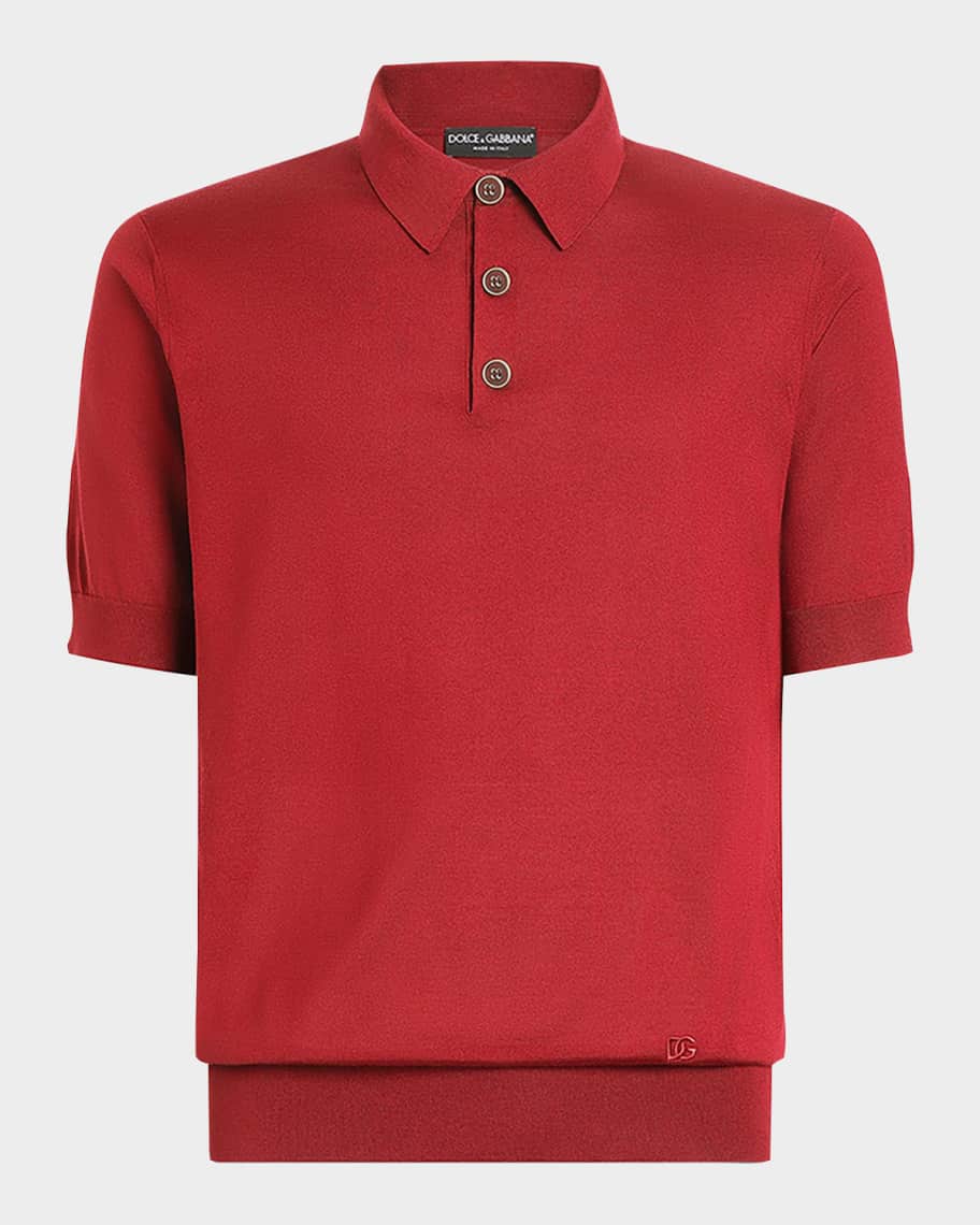 Dolce&Gabbana Men's Silk Knit Short-Sleeve Polo Sweater | Neiman