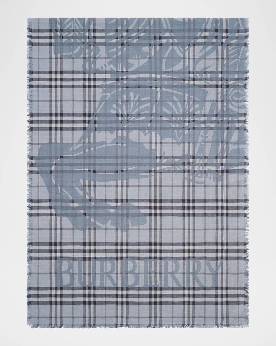 Burberry Men's EKD Check Wool-Silk Wide Scarf | Neiman Marcus