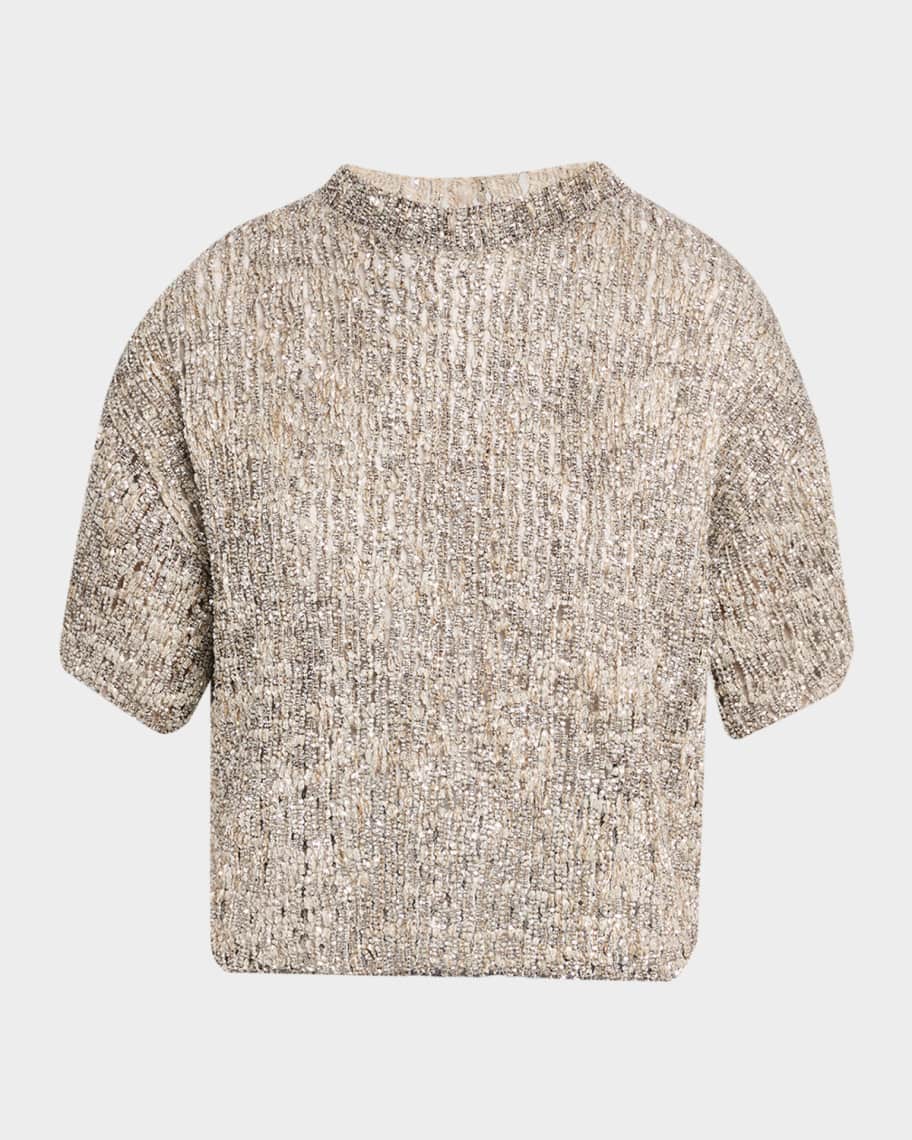 Brunello Cucinelli Couture Metallic Mohair Top | Neiman Marcus