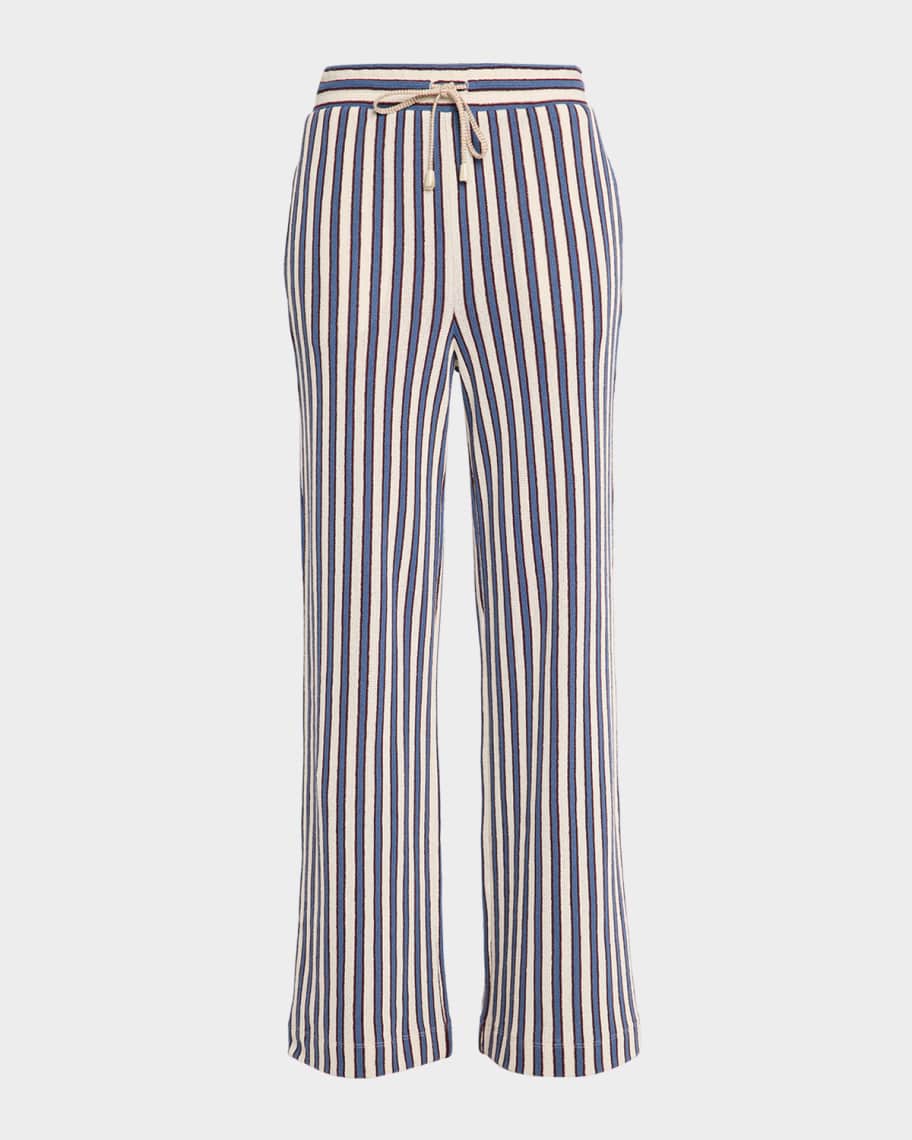 J4053 美品 ロータ 25SS 581リネン1Pスラックス インディゴ 50 Veronica Beard Zosia Crochet Drawstring Pants | Neiman Marcus