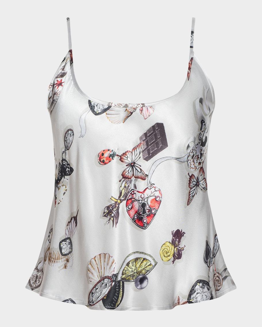 Charmy Butterfly-Print Satin Cami