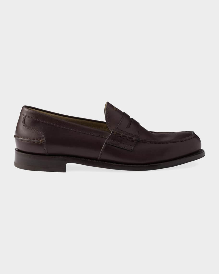 Prada Men's Leather Moc-Toe Penny Loafers | Neiman Marcus
